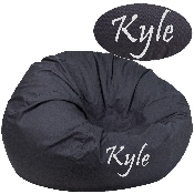 Personalized Oversized Solid Gray Bean Bag Chair for Kids and Adults, DG-BEAN-LARGE-SOLID-GY-TXTEMB-GG