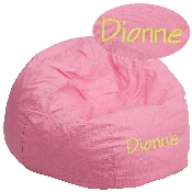 Personalized Oversized Solid Light Pink Bean Bag Chair for Kids and Adults, DG-BEAN-LARGE-SOLID-PK-TXTEMB-GG