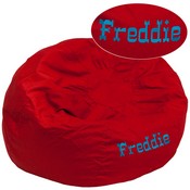Personalized Oversized Solid Red Bean Bag Chair for Kids and Adults, DG-BEAN-LARGE-SOLID-RED-TXTEMB-GG