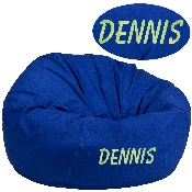 Personalized Oversized Solid Royal Blue Bean Bag Chair for Kids and Adults, DG-BEAN-LARGE-SOLID-ROYBL-TXTEMB-GG