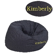 Personalized Small Solid Gray Bean Bag Chair for Kids and Teens, DG-BEAN-SMALL-SOLID-GY-TXTEMB-GG