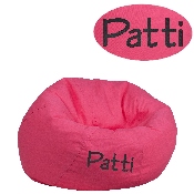 Personalized Small Solid Hot Pink Bean Bag Chair for Kids and Teens, DG-BEAN-SMALL-SOLID-HTPK-TXTEMB-GG