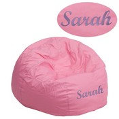 Personalized Small Solid Light Pink Bean Bag Chair for Kids and Teens, DG-BEAN-SMALL-SOLID-PK-TXTEMB-GG