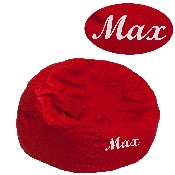 Personalized Small Solid Red Bean Bag Chair for Kids and Teens, DG-BEAN-SMALL-SOLID-RED-TXTEMB-GG