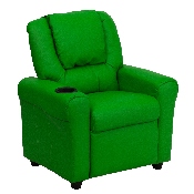 Contemporary Green Vinyl Kids Recliner with Cup Holder and Headrest, DG-ULT-KID-GRN-GG