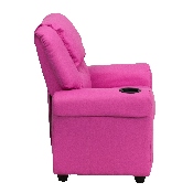 Contemporary Hot Pink Vinyl Kids Recliner with Cup Holder and Headrest, DG-ULT-KID-HOT-PINK-GG