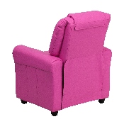 Contemporary Hot Pink Vinyl Kids Recliner with Cup Holder and Headrest, DG-ULT-KID-HOT-PINK-GG