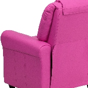 Contemporary Hot Pink Vinyl Kids Recliner with Cup Holder and Headrest, DG-ULT-KID-HOT-PINK-GG