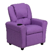Contemporary Lavender Vinyl Kids Recliner with Cup Holder and Headrest, DG-ULT-KID-LAV-GG