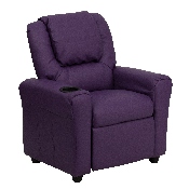 Contemporary Purple Vinyl Kids Recliner with Cup Holder and Headrest, DG-ULT-KID-PUR-GG
