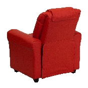 Contemporary Red Vinyl Kids Recliner with Cup Holder and Headrest, DG-ULT-KID-RED-GG