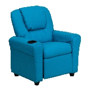 Contemporary Turquoise Vinyl Kids Recliner with Cup Holder and Headrest, DG-ULT-KID-TURQ-GG