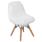 Kids Shaggy Dog White Accent Chair, DL-DA2018-1-W-GG