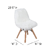 Kids Shaggy Dog White Accent Chair, DL-DA2018-1-W-GG