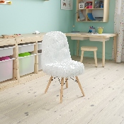 Kids Shaggy Dog White Accent Chair, DL-DA2018-1-W-GG