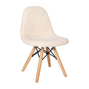Zula Kid's Modern Padded Armless Faux Sherpa Accent Chair with Beechwood Legs in Off-White, DL-DA2018-2-W-GG