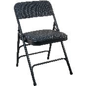 2-Pack Advantage Black Padded Metal Folding Chair - Black 1-in Fabric Seat, DPI903F-BLKBLK-2
