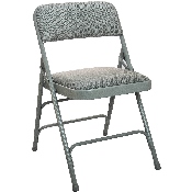 2-Pack Advantage Grey Padded Metal Folding Chair - Grey 1-in Fabric Seat, DPI903F-GG-2