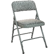 2-Pack Advantage Grey Padded Metal Folding Chair - Grey 1-in Fabric Seat, DPI903F-GG-2