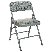 Advantage Grey Padded Metal Folding Chair - Grey 1-in Fabric Seat, DPI903F-GG