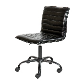 Low Back Designer Armless Black Ribbed Swivel Task Office Chair with Black Frame and Base, DS-512B-BK-BK-GG