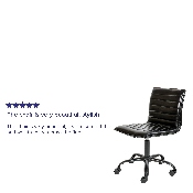 Low Back Designer Armless Black Ribbed Swivel Task Office Chair with Black Frame and Base, DS-512B-BK-BK-GG