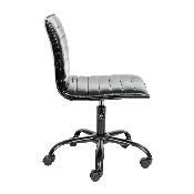 Low Back Designer Armless Black Ribbed Swivel Task Office Chair with Black Frame and Base, DS-512B-BK-BK-GG