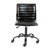 Low Back Designer Armless Black Ribbed Swivel Task Office Chair with Black Frame and Base, DS-512B-BK-BK-GG