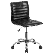 Low Back Designer Armless Black Ribbed Swivel Task Office Chair, DS-512B-BK-GG