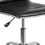 Low Back Designer Armless Black Ribbed Swivel Task Office Chair, DS-512B-BK-GG