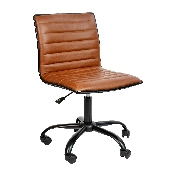Low Back Designer Armless Brown Ribbed Swivel Task Office Chair with Black Frame and Base, DS-512B-BR-BK-GG