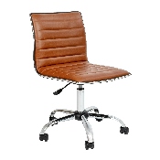 Low Back Designer Armless Brown Ribbed Swivel Task Office Chair, DS-512B-BR-GG
