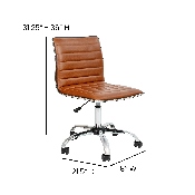 Low Back Designer Armless Brown Ribbed Swivel Task Office Chair, DS-512B-BR-GG