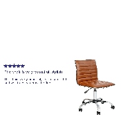 Low Back Designer Armless Brown Ribbed Swivel Task Office Chair, DS-512B-BR-GG