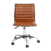 Low Back Designer Armless Brown Ribbed Swivel Task Office Chair, DS-512B-BR-GG