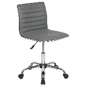Low Back Designer Armless Light Gray Ribbed Swivel Task Office Chair, DS-512B-LTGY-GG