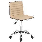 Low Back Designer Armless Tan Ribbed Swivel Task Office Chair, DS-512B-TAN-GG