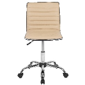 Low Back Designer Armless Tan Ribbed Swivel Task Office Chair, DS-512B-TAN-GG