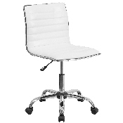 Low Back Designer Armless White Ribbed Swivel Task Office Chair, DS-512B-WH-GG