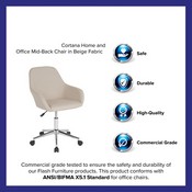 Cortana Home and Office Mid-Back Chair in Beige Fabric, DS-8012LB-BGE-F-GG