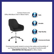 Cortana Home and Office Mid-Back Chair in Black Fabric, DS-8012LB-BLK-F-GG