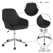 Cortana Home and Office Mid-Back Chair in Black Fabric, DS-8012LB-BLK-F-GG