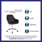 Cortana Home and Office Mid-Back Chair in Black LeatherSoft, DS-8012LB-BLK-GG