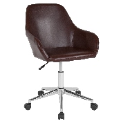 Cortana Home and Office Mid-Back Chair in Brown LeatherSoft, DS-8012LB-BRN-GG