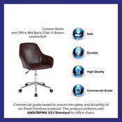 Cortana Home and Office Mid-Back Chair in Brown LeatherSoft, DS-8012LB-BRN-GG