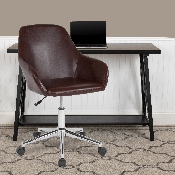 Cortana Home and Office Mid-Back Chair in Brown LeatherSoft, DS-8012LB-BRN-GG