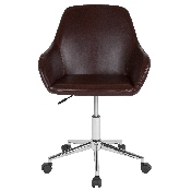 Cortana Home and Office Mid-Back Chair in Brown LeatherSoft, DS-8012LB-BRN-GG