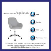 Cortana Home and Office Mid-Back Chair in Light Gray Fabric, DS-8012LB-LTG-F-GG