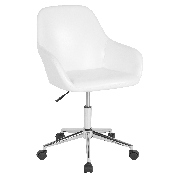 Cortana Home and Office Mid-Back Chair in White LeatherSoft, DS-8012LB-WH-GG