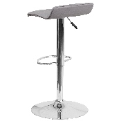 Contemporary Gray Vinyl Adjustable Height Barstool with Quilted Wave Seat and Chrome Base, DS-801B-GY-GG
